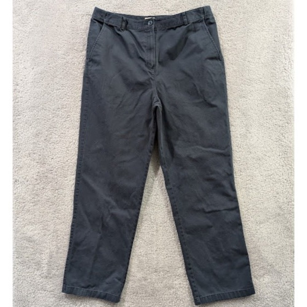 L.L. Bean Classic Fit Pants Women's 14 Navy Blue Straight Leg Cotton Chinos‎